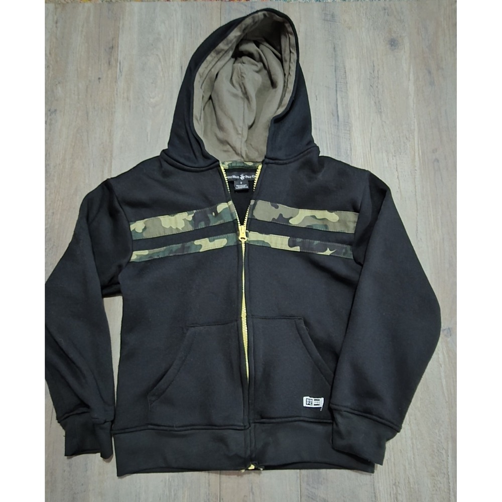 Beverly Hills Polo Club Black With Camo Full Zip Hoodie Kids Boys Size 7